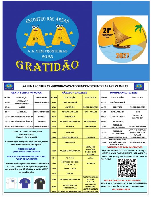 A.A. sem fronteiras Encontro entre as Áreas 29/SPC e 31/SPP - CE