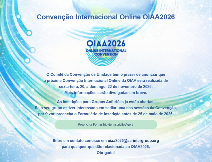 Convenção Internacional Online OIAA2026 - 20-22/11/2026 - ONLINE