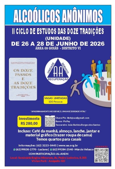II Ciclo de Estudos das Doze Tradições (Unidade) - 26-28/06/2026 - Anápolis/GO