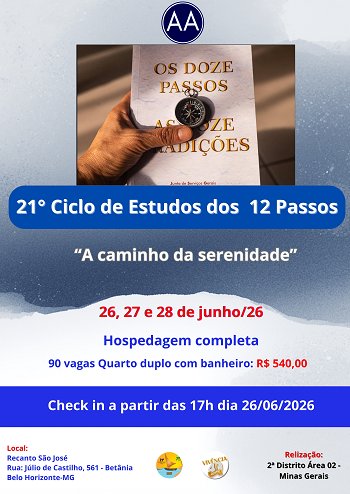 21º Ciclo de Estudos dos 12 Passos - 26-28/06/2026 - Belo Horizonte/MG