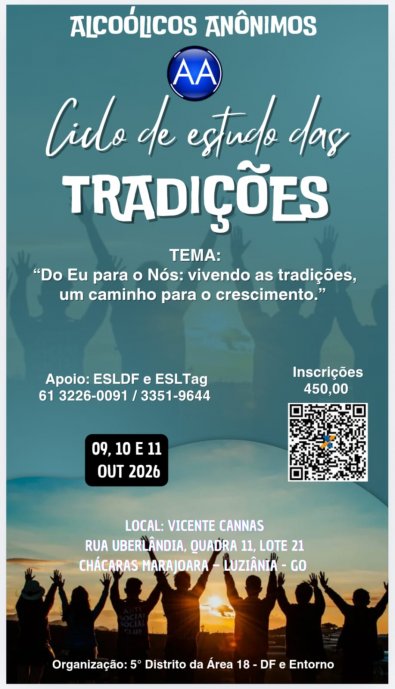 Ciclo de Estudos das Tradiçôes do 5º Distrito: do Eu para o Nós - 09-11/10/2026 - Luziânia/GO