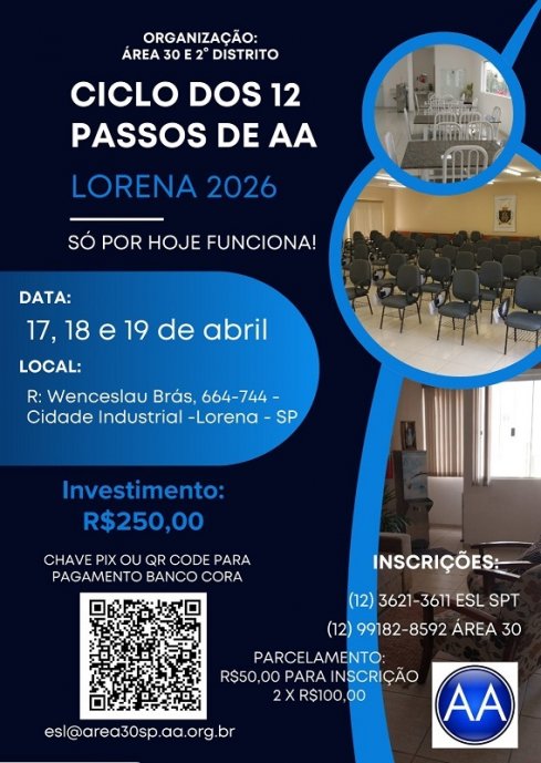 Ciclo de Estudo dos Doze Passos de A.A. - 17-19/04/2026 - Lorena/SP