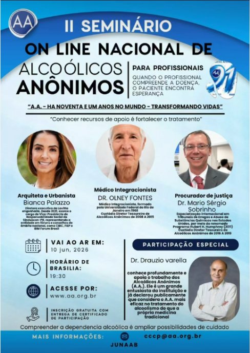 II Seminário Nacional On-line de Alcoólicos Anônimos Para Profissionais (Junaab)  - 10/06/2026 - ONLINE