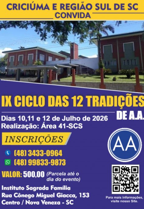 IX Ciclo das 12 Tradições de A. A. - 10-12/07/2026 - Nova Veneza/SC